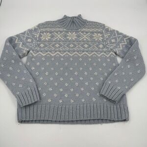 Vintage‎ Ralph Lauren Hand Knit Wool Mohair Fair Isle Mock Neck Sweater Medium